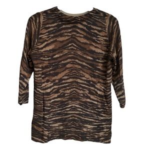 Talbots Merino Wool Animal Print Sweater 3/4 Sleeve Small Pull